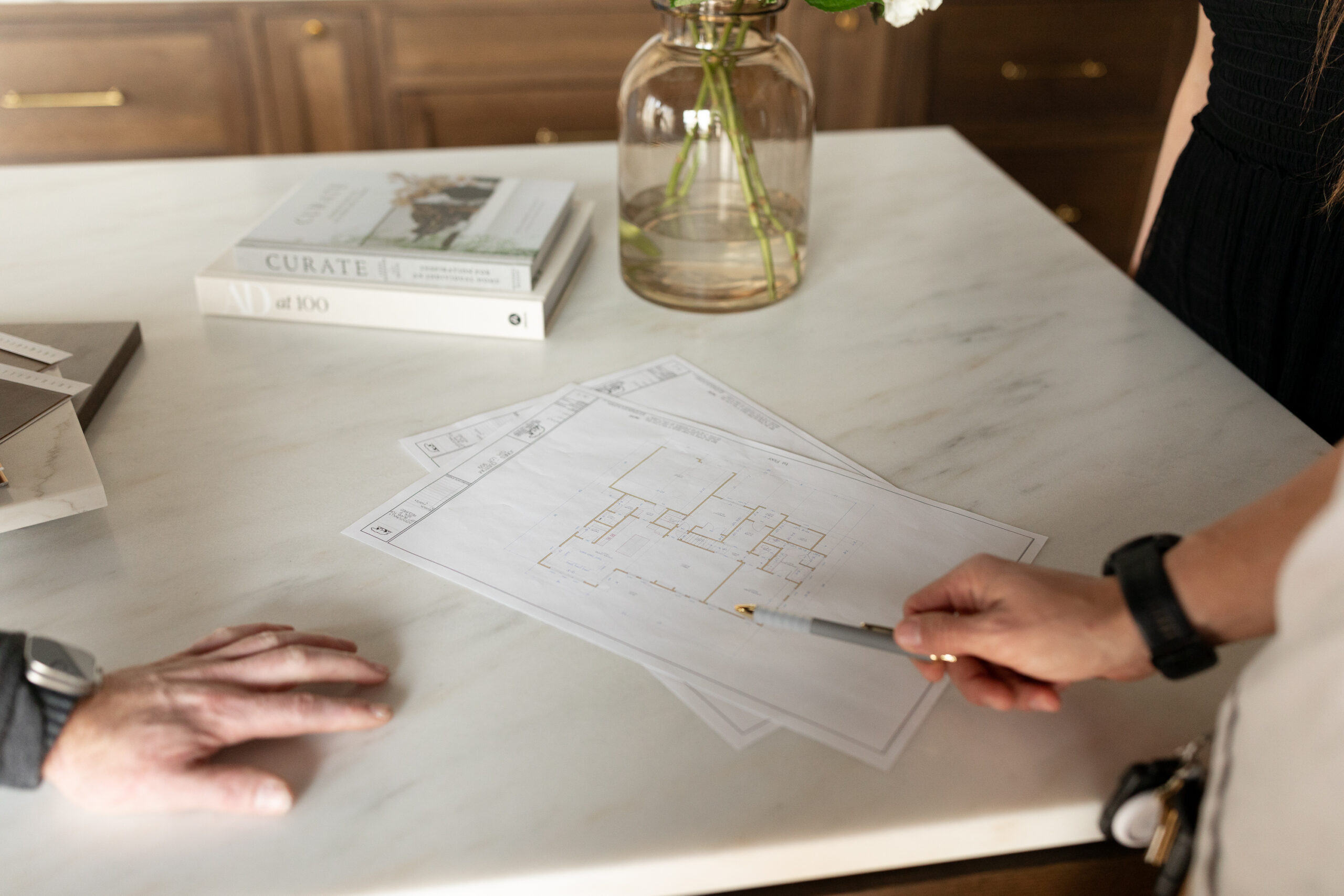 Meeting with a Columbia, MO home builder in a kitchen